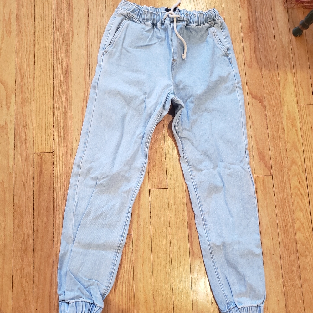Drawstring High Waist Jogger Jeans